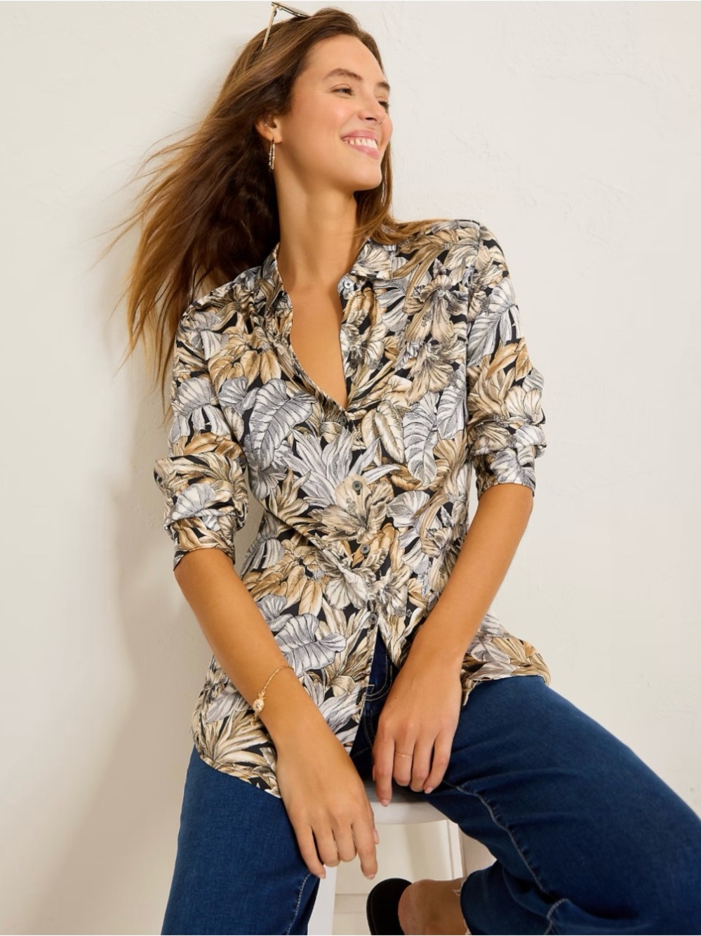Tommy Bahama’s Grand Canal Long Sleeve 100% Silk Shirt Tropical Resortwear Luxe